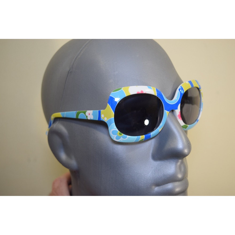 Gymboree Vintage Style WOMENS Sunglasses White Blue Yellow Mod Retro Square